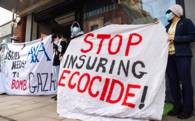Leeds AXA insurance office occupied over “bloody” ties 